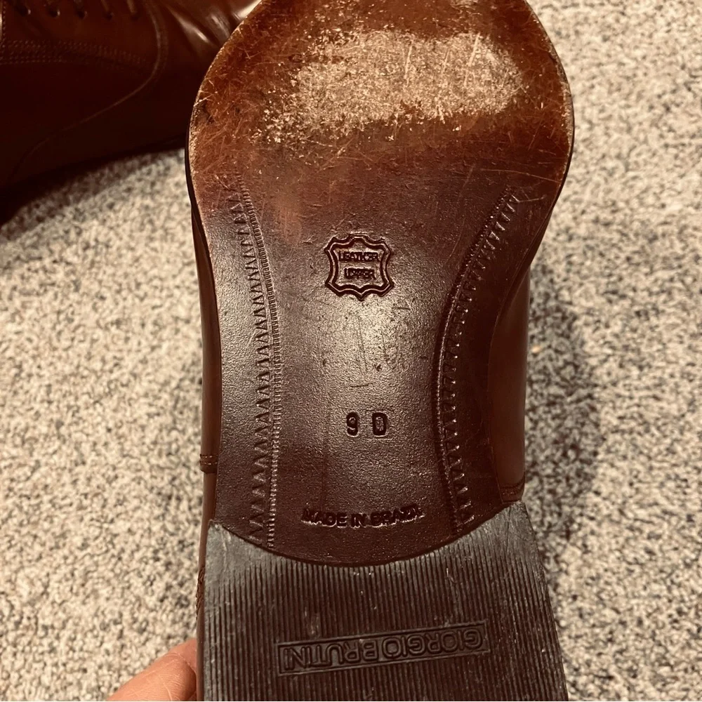 Giorgio Brutini Size US 9 D Brown Shoe Dress Oxford Leather Perforated Cap‎ Toe